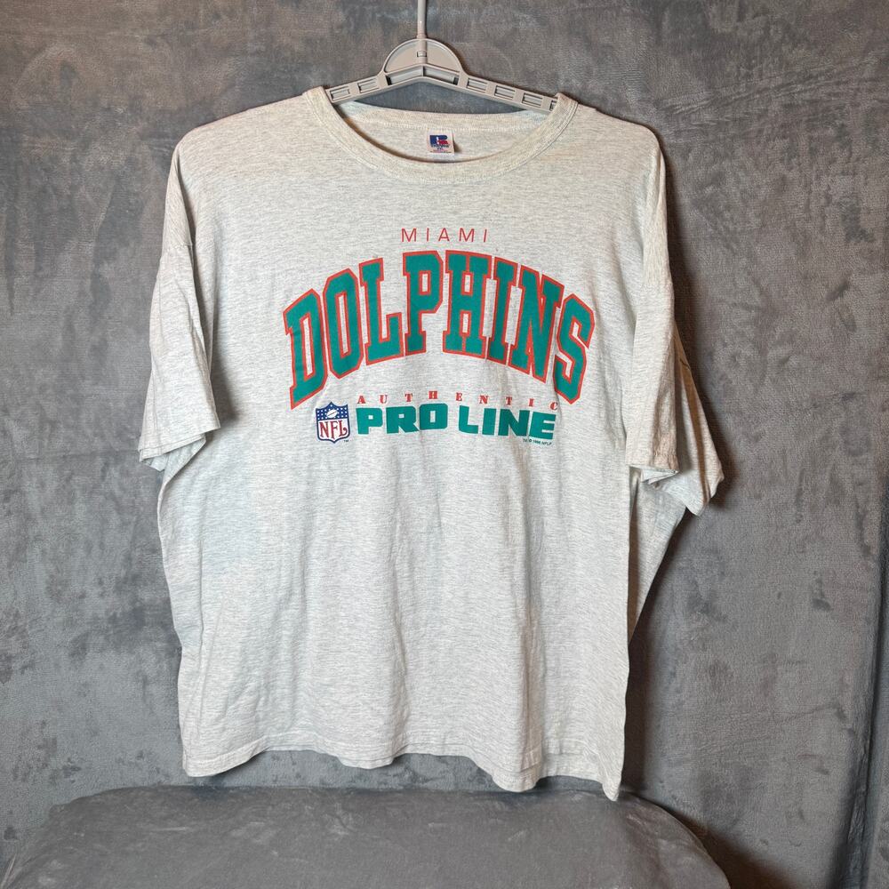 Vintage 1995 Miami Dolphins T Shirt XXL Russell Athletic NFL USA 90s